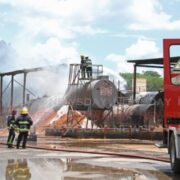 Fire at JUSAMCO’s asphalt plant in Claxton Bay