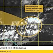 Tropical wave update:Montitoring large area of disorganised convection Loop Barbados
